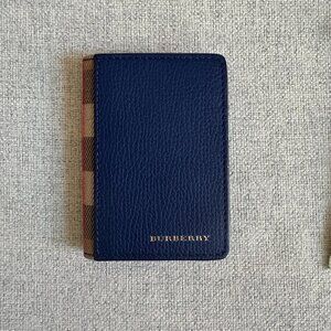 Blue Burberry Folding Card Case Wallet